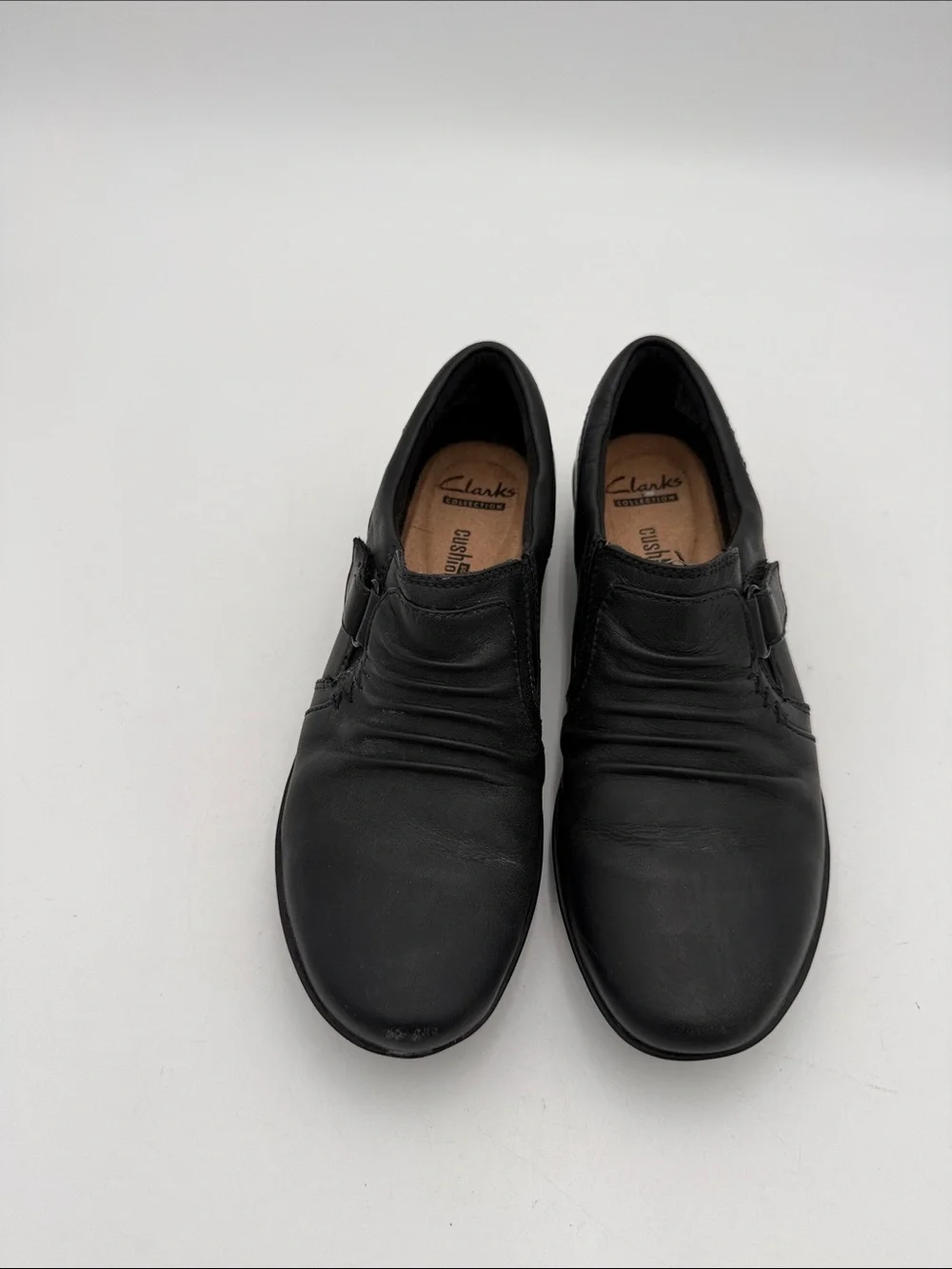 Clarks Black Leather Slip-On Comfort Loafers women 7 casual office comfort retro